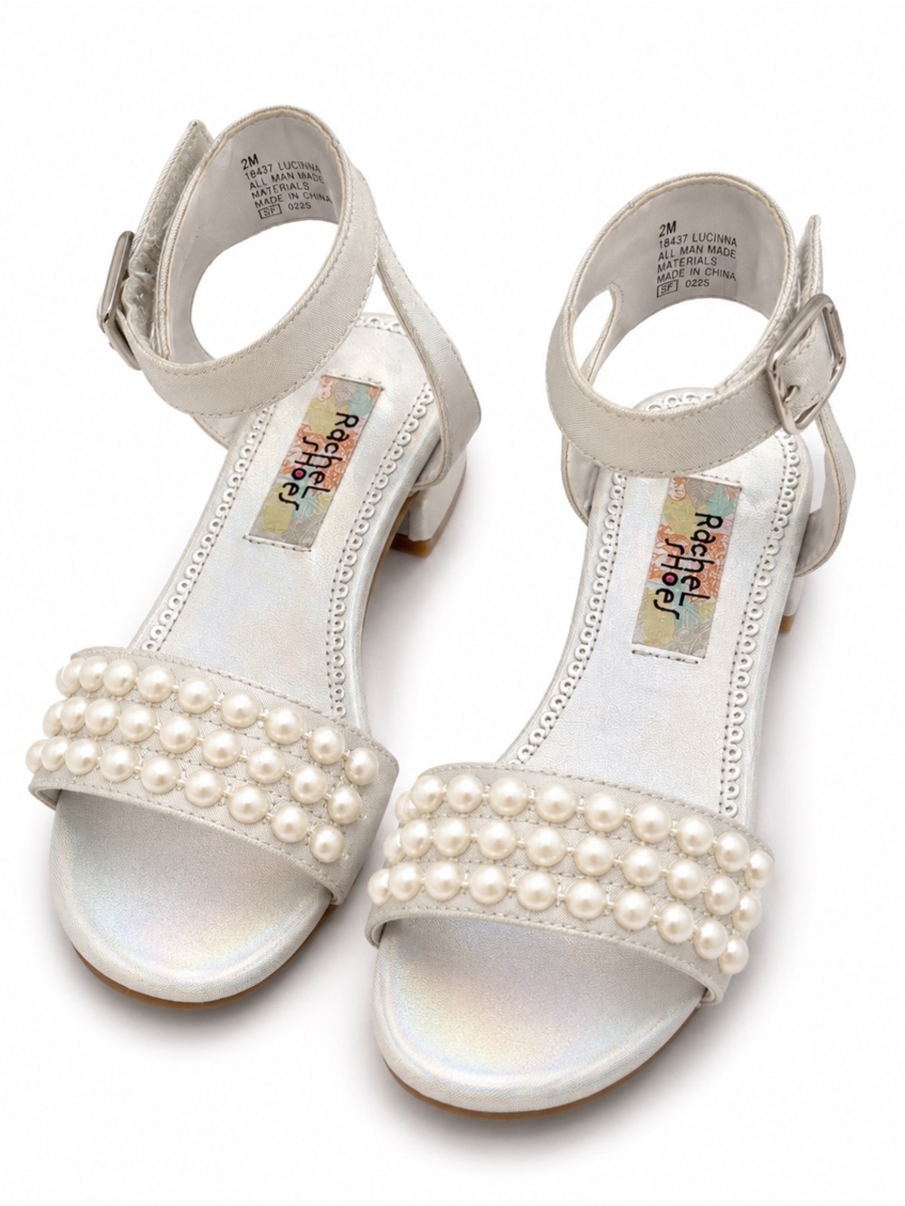 Rachel Shoes White Pearl-Embellished Girls Dress Sandals